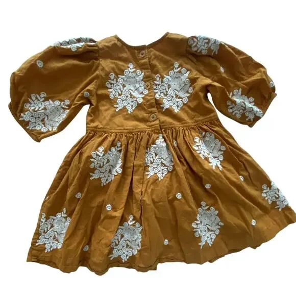 Pink Chicken Girls Brooke Dress - Inca Gold W/ Embroidery Size 5 - Picture 4 of 7